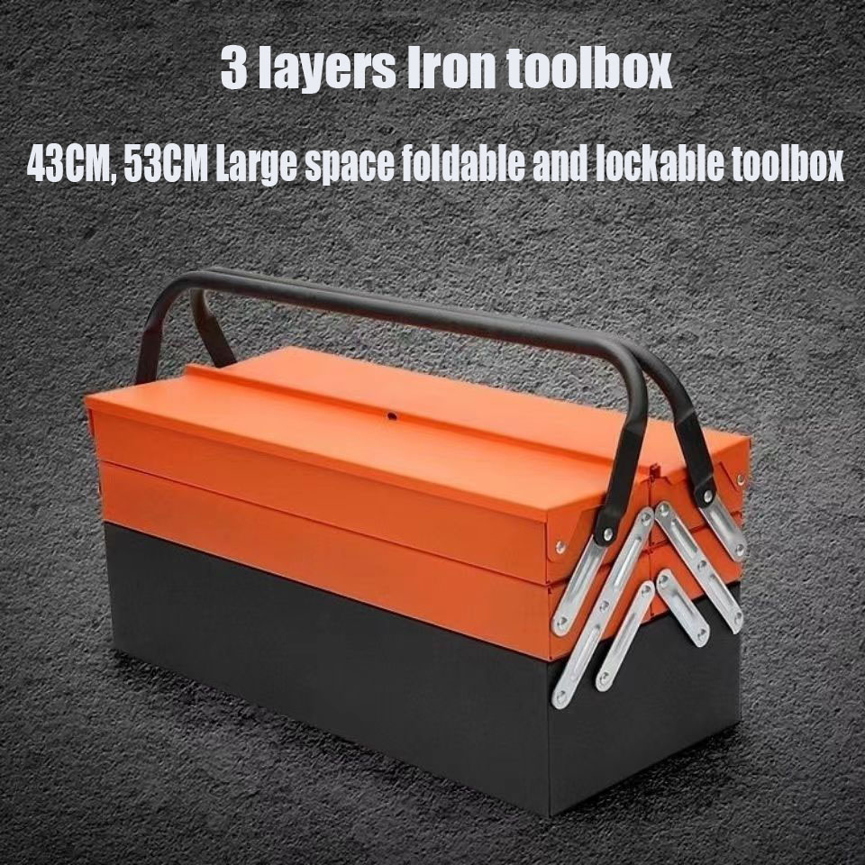 3Layer Iron Tool Box Heavy-duty Storage Organizer Metal Steel Solid ...