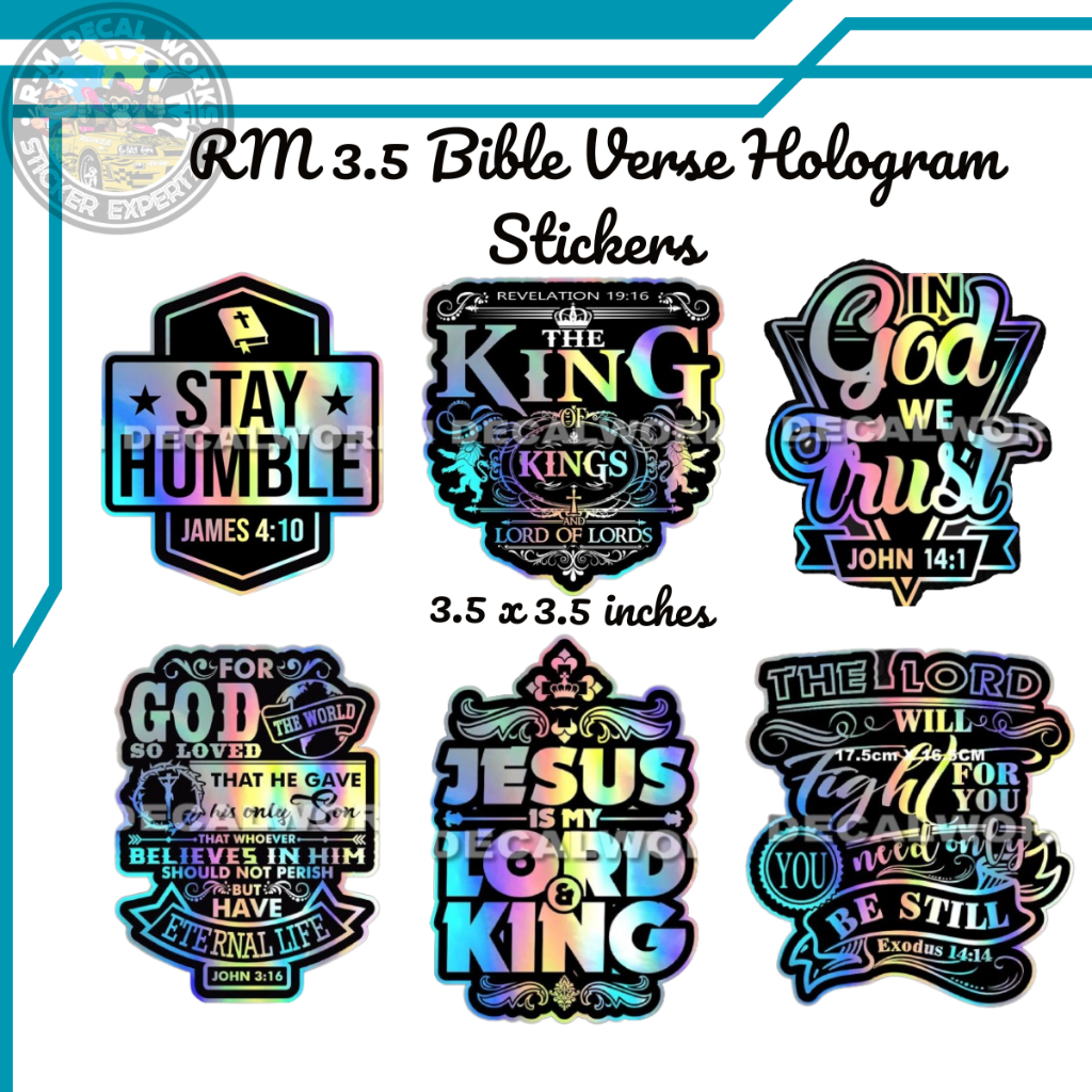 RM 3.5 RELIGIOUS HOLOGRAM STICKER MOTORCYCLE BIBLE VERSE DECAL ...