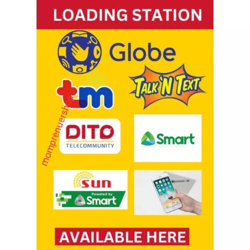 Tarpaulin LOAD NA DITO (yellow) Size 18x24 inch high quality print with ...