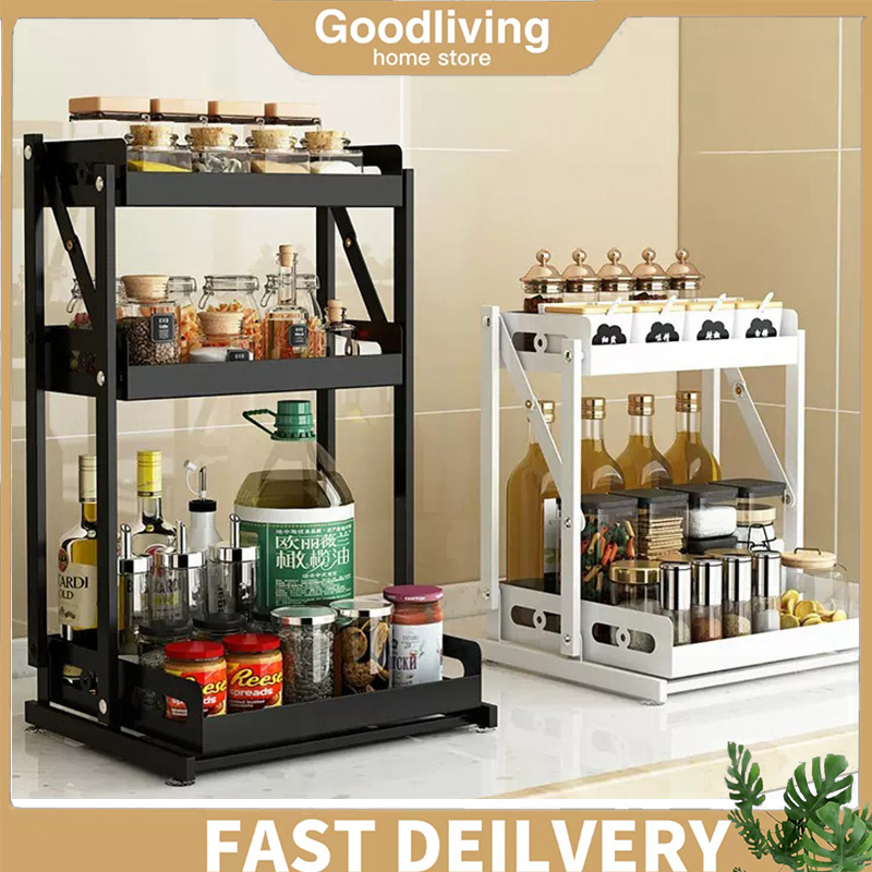 ⚽COD⚽Spice Rack 3 Tier Kitchen Spice Rack Condiments Organizer Big Size ...