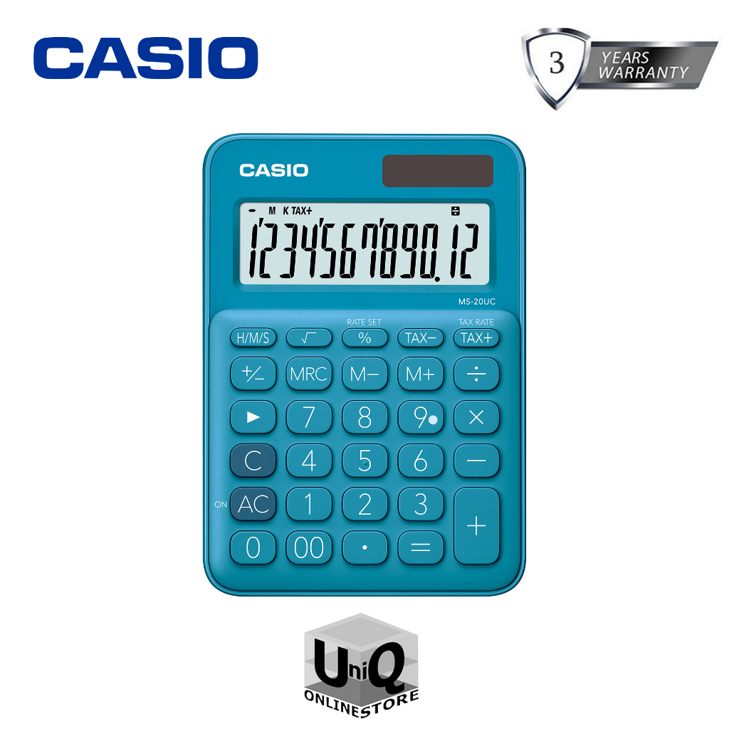 Casio Mini Desk Type Calculator Ms20ucbu Blue, Time calculation, Tax