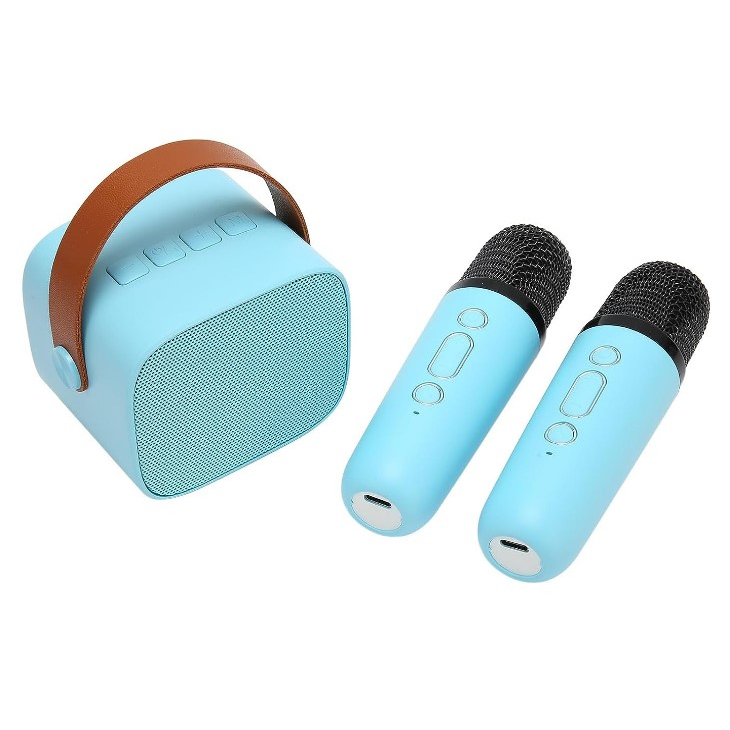 Portable Bluetooth Speaker with 2 Wireless Microphones K1 Mini Karaoke ...