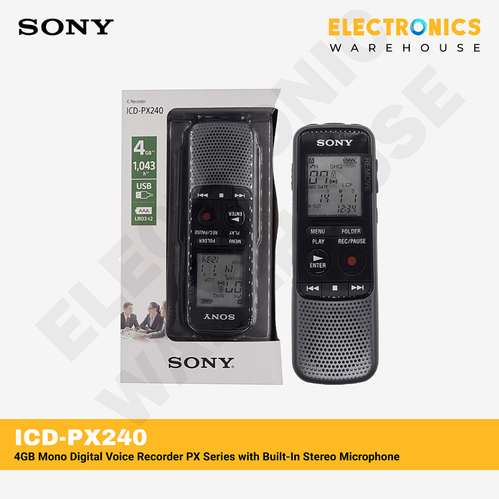 Sony ICDPX240 4GB Mono Digital Voice Recorder PX Series with BuiltIn