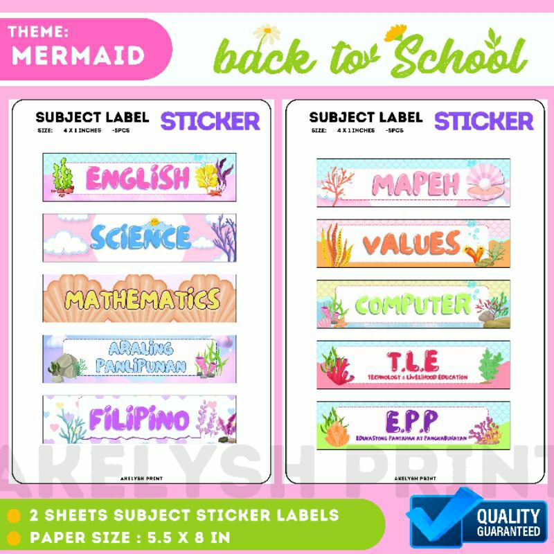 SUBJECT STICKER LABELS / BACK TO SCHOOL / STICKER LABELS / CUTE DESIGN