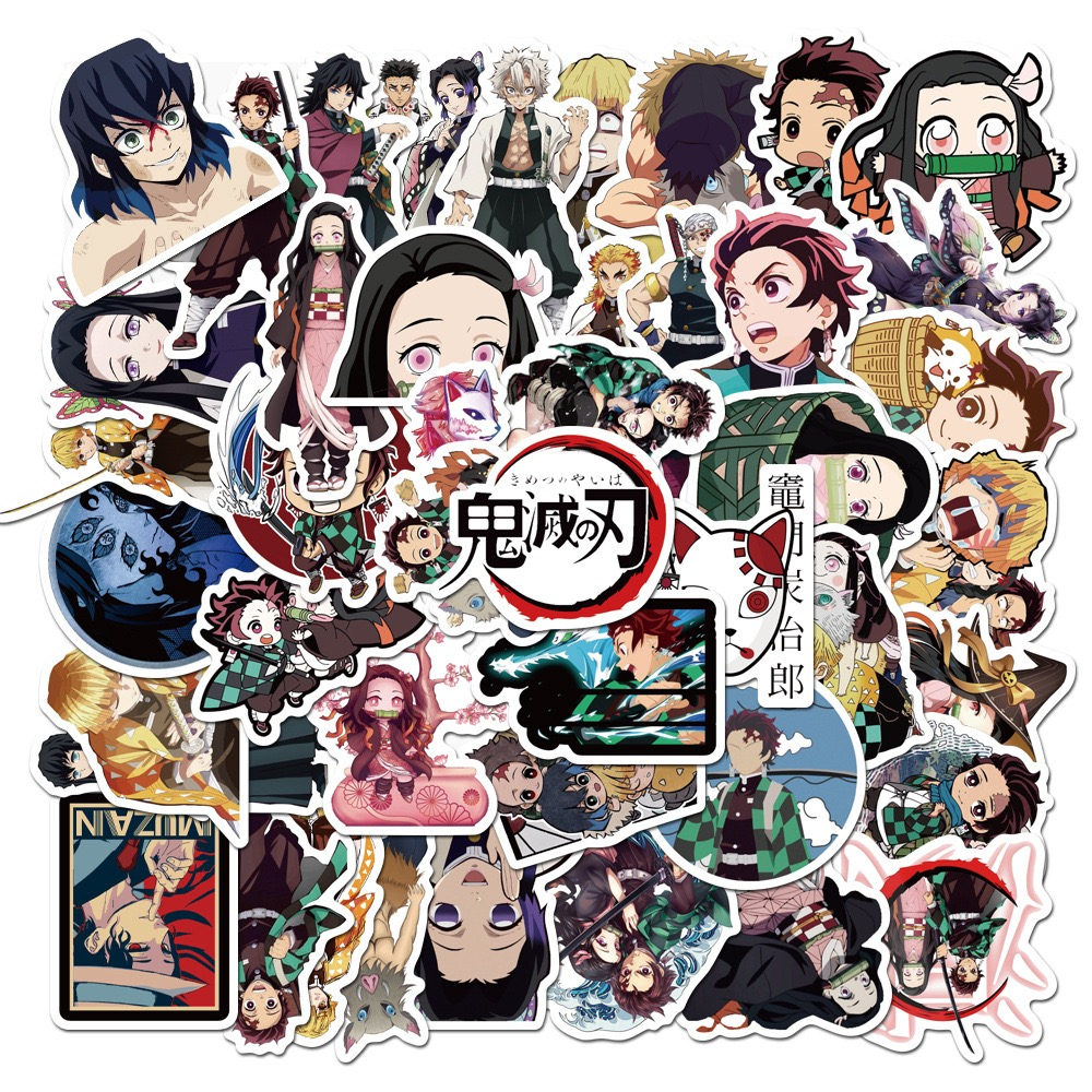 50pcs/set Anime Demon Slayer Kimetsu Sticker DIY Waterproof Skateboard ...