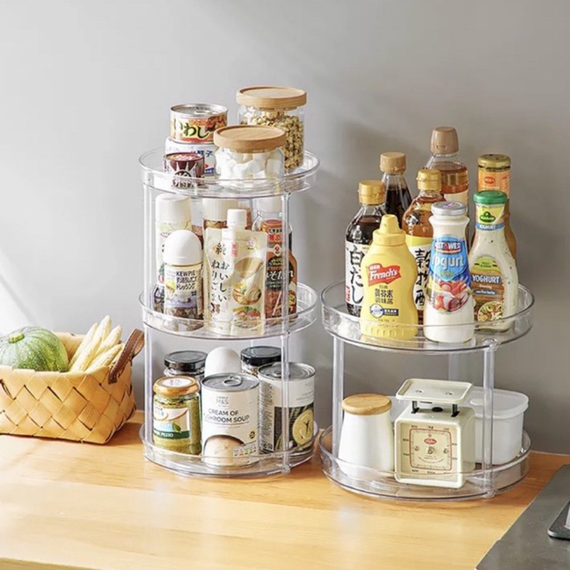 Transparent Rotatable Kitchen Condiment Storage Rack Seasoning 360 ...