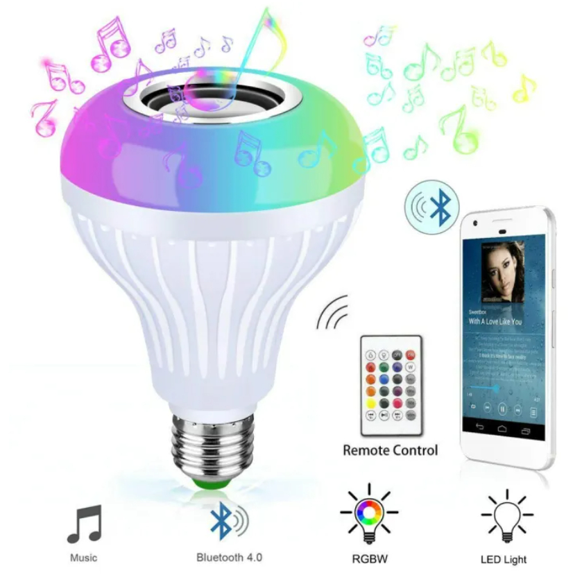 Led Music Bulb with Bluetooth Speaker RGB Multicolor Adjustable ...
