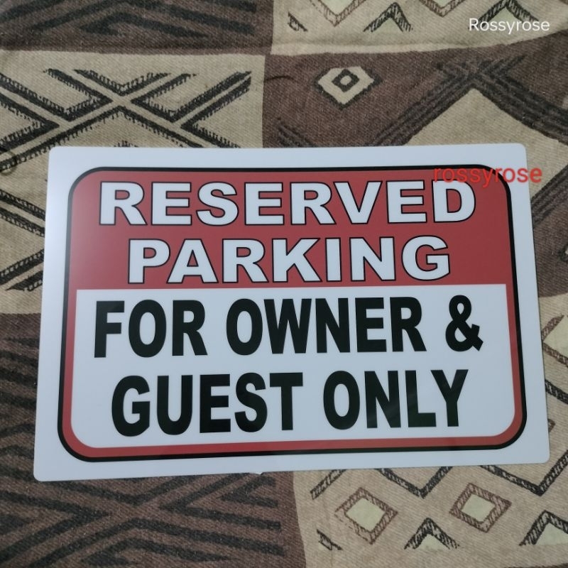 PVC Reserved Parking For Owner and Guest Only PVC material (Like ID/ATM ...
