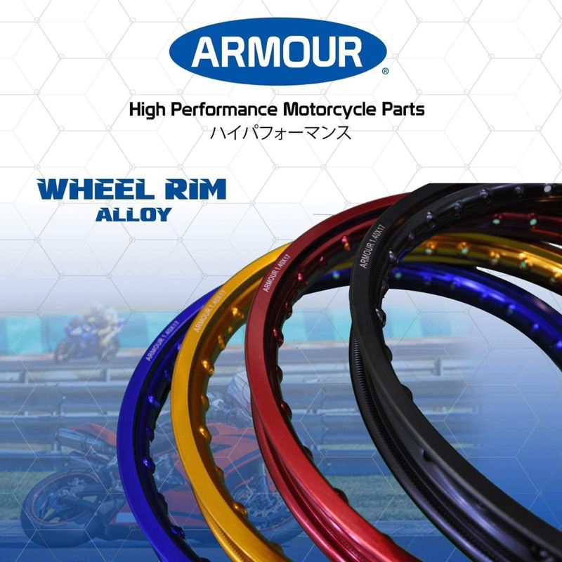 Armour Motorcycle Wheel Rim Alloy Black 1.40x17 (Heavy Duty) | Shopee ...