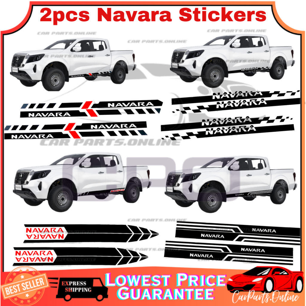 CPO 2Pcs NAVARA Car Body Side Sticker Truck Decal Vinyl Flame Sticker ...