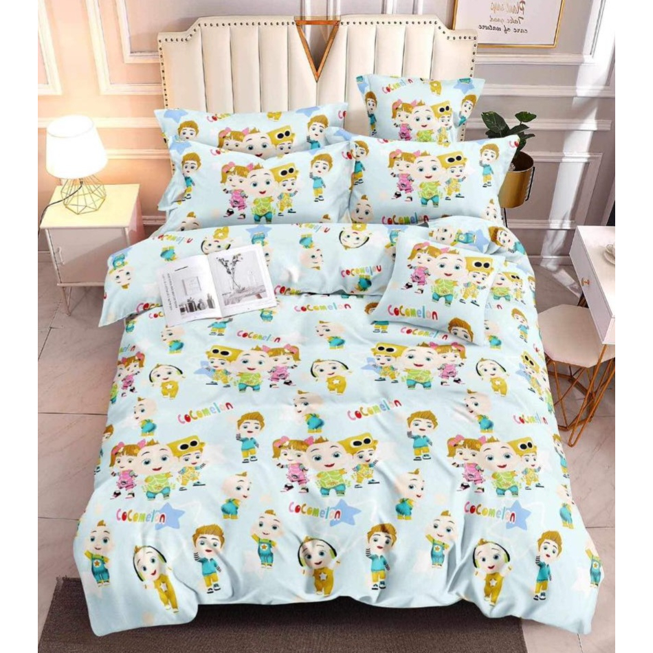 Cocomelon Bedsheet with 2 zipper pillowcase Canadian Cotton Single ...