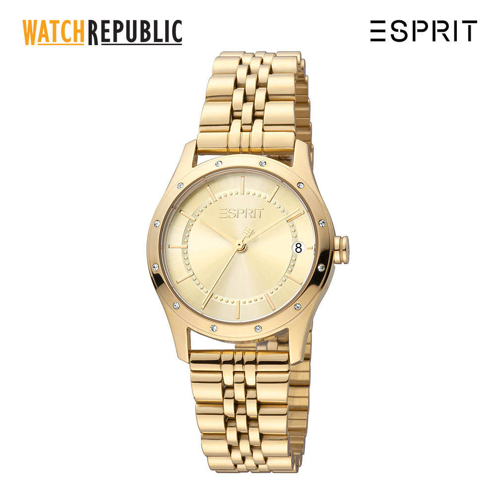 Esprit Nava Ii Gold Stainless Steel Analog Quartz Watch For Women