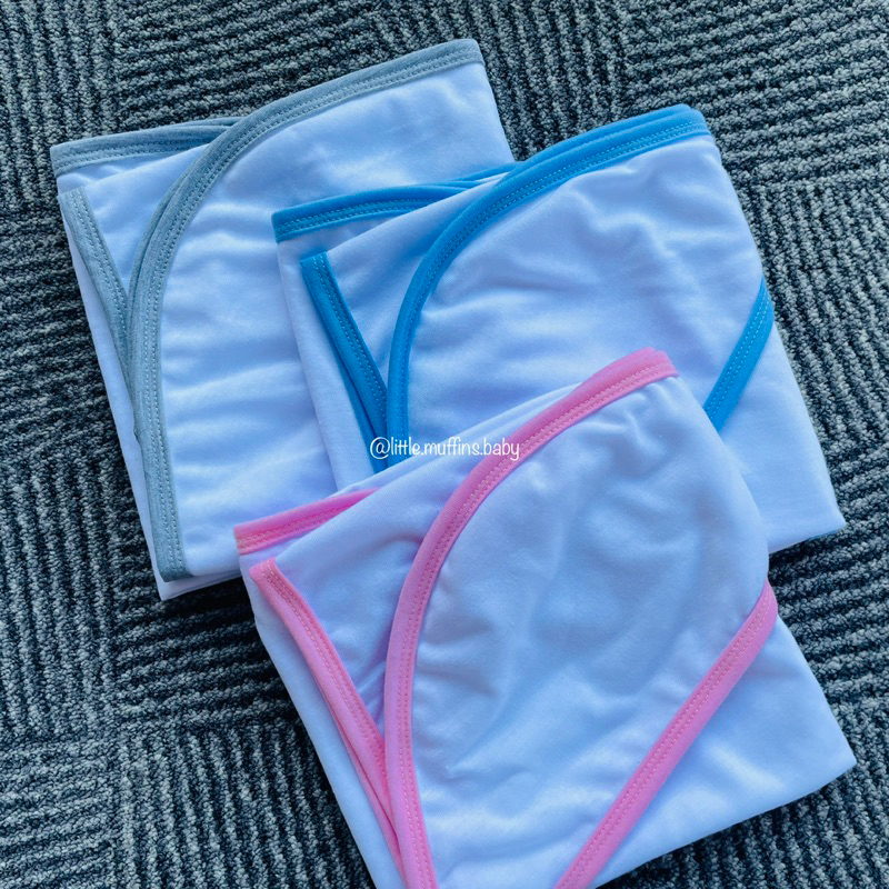 Little Muffins Cotton Hooded Receiving Blanket Plain WHITE and GRAY