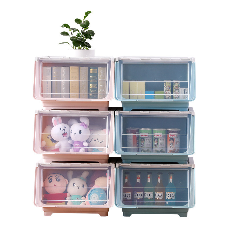 43*33*21cm Flip Top Storage Box Stackable Storage Box Organizer Plastic