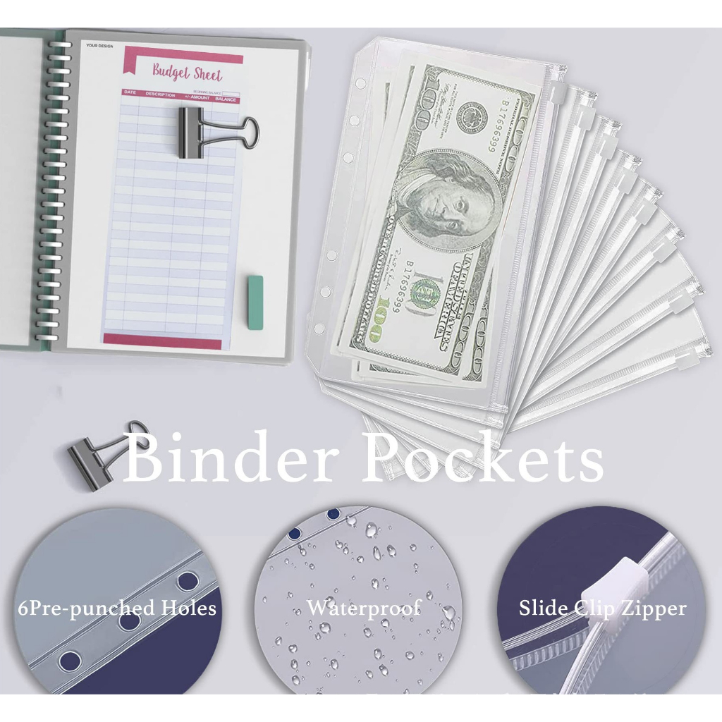 Rose Gold Lavender Crystal PU A6 Notebook Organizer Binder + Zip lock ...