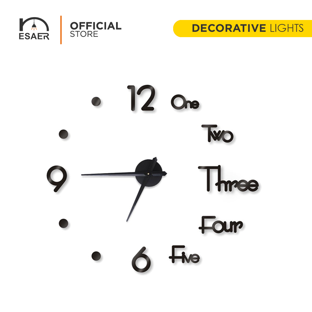 Esaer 3D Mirror Sticker DIY Large Wall Clock Shopee Philippines
