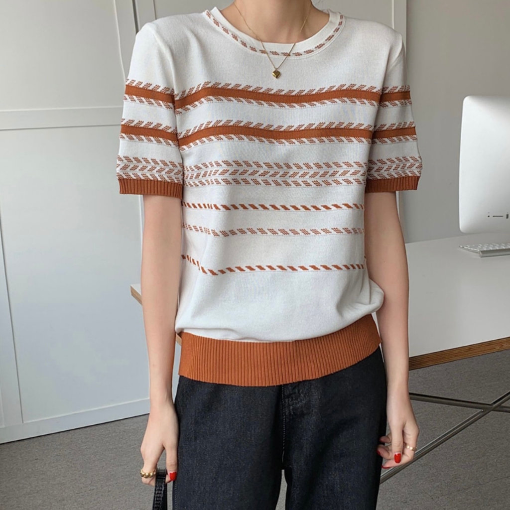 Jolly Chic Embossed Pattern Oversize Knitted Top M1080 | Shopee Philippines