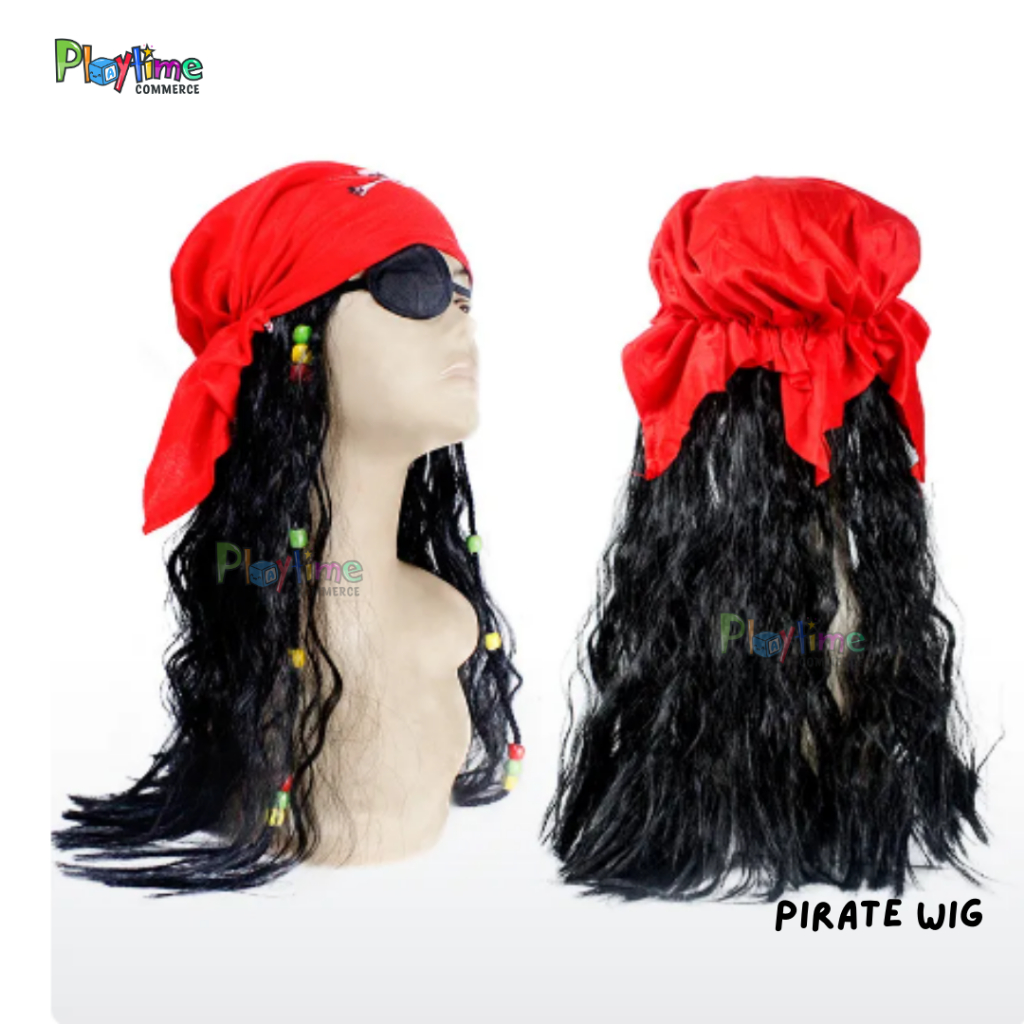 Pirate Wig and Scarf Adult Brown Costume Accessory main image 1