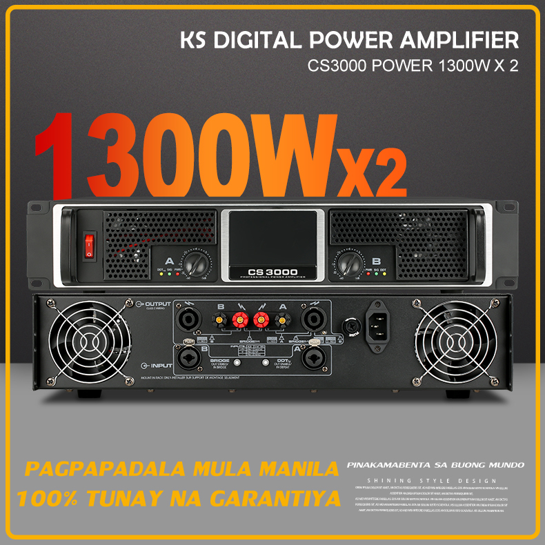 CS3000 Two Channel Audio Amplifier 8 Ohm 1300 Watt Class H Professional