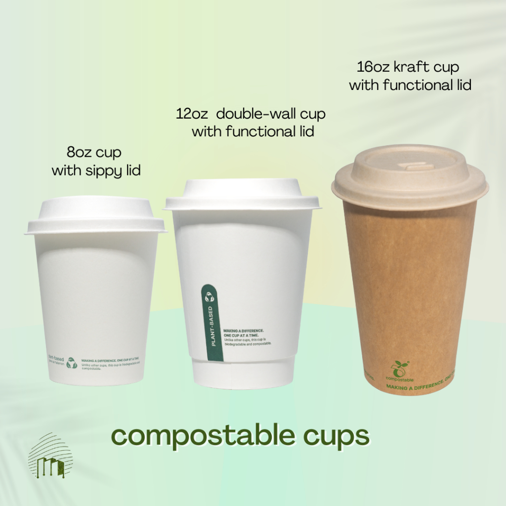 [100PCS] Cup with Lid EcoFriendly PlantBased Packaging