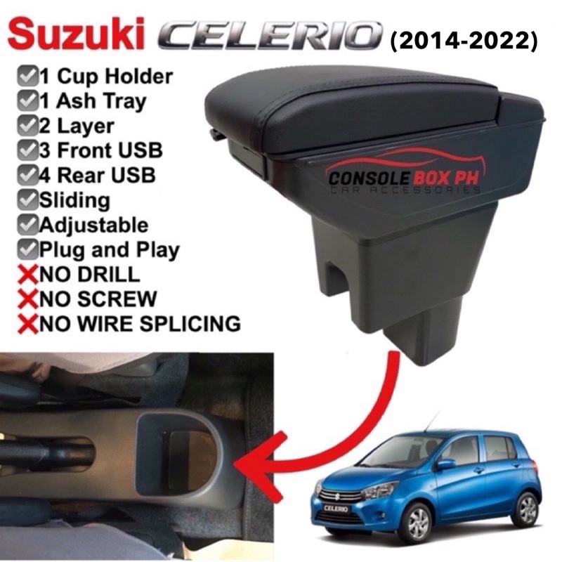 Suzuki Celerio Gen 2 Armrest Console Box for 20142022 Shopee Philippines