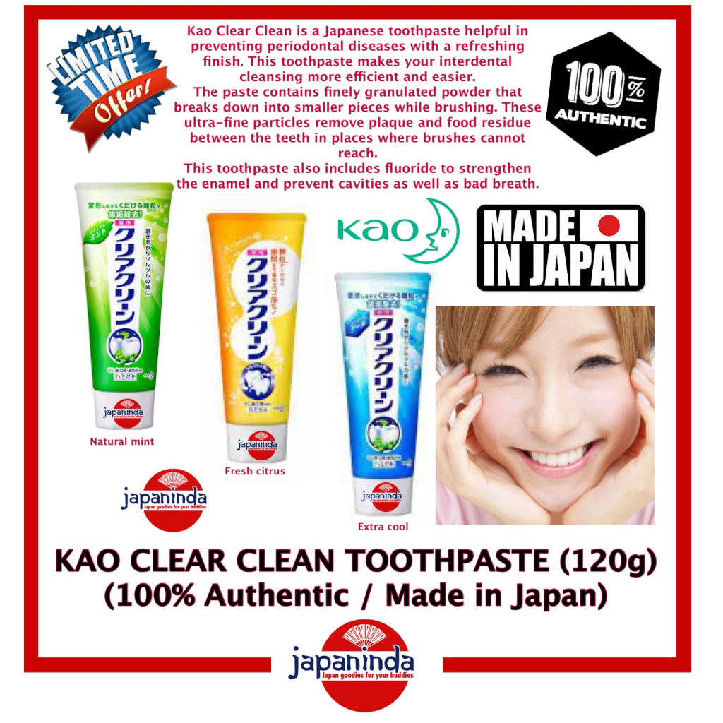 KAO CLEAR CLEAN TOOTHPASTE (120g) 100 Authentic / Made in Japan Shopee Philippines