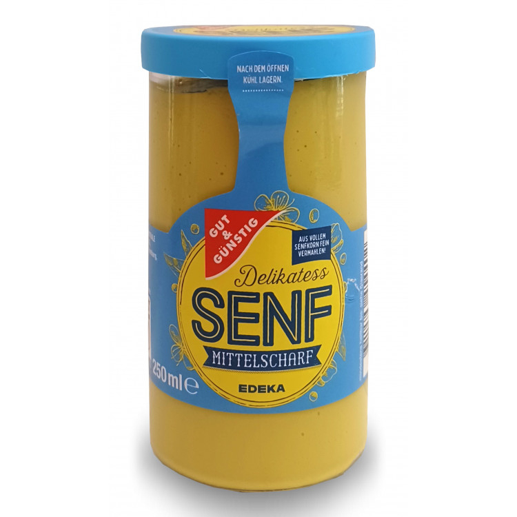 G&G Delikatess Senf Mittelscharf 250ml in Glass Jar / Mustard Med Hot ...