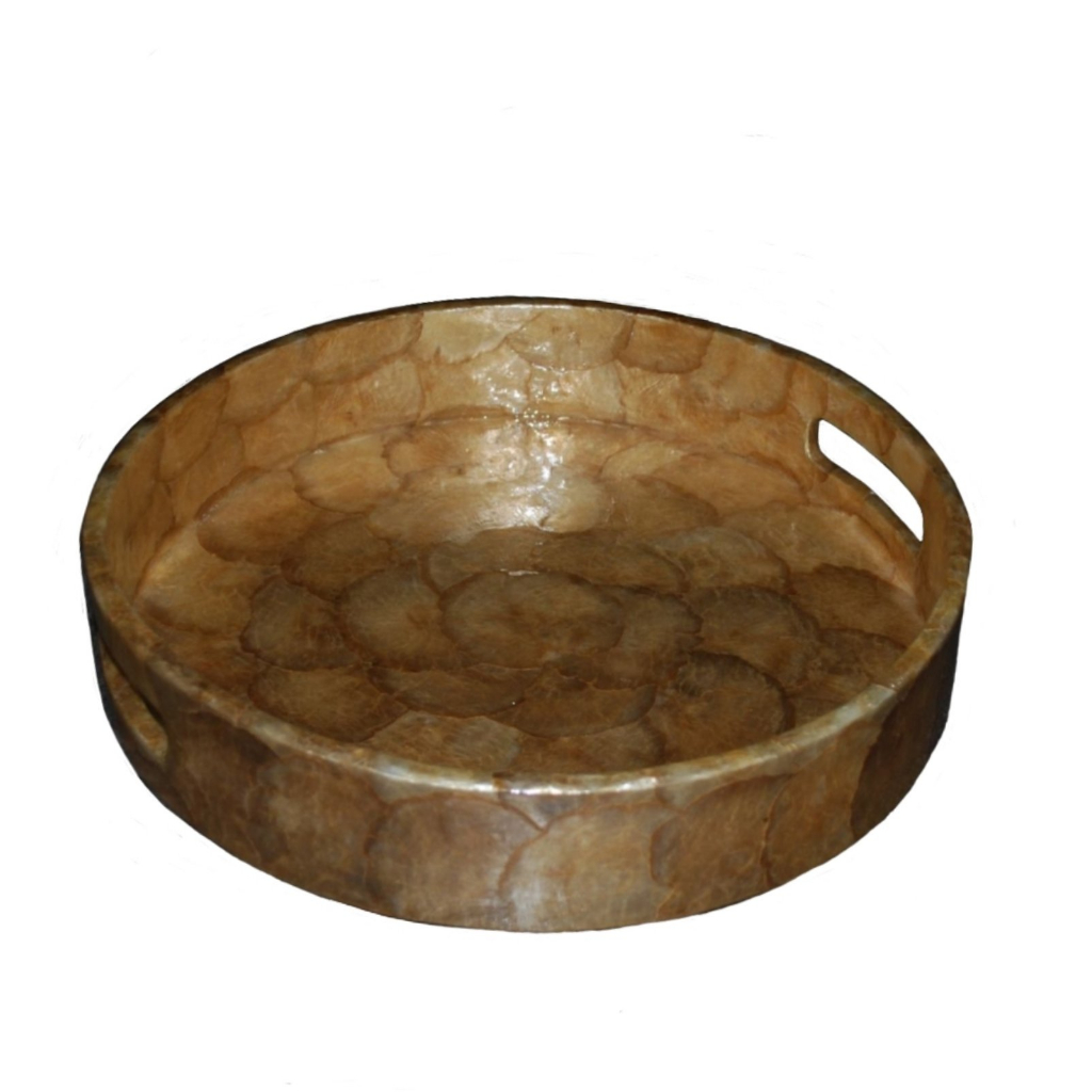 Laminated Capiz Round Tray Smoked Capiz Gold color | Shopee Philippines