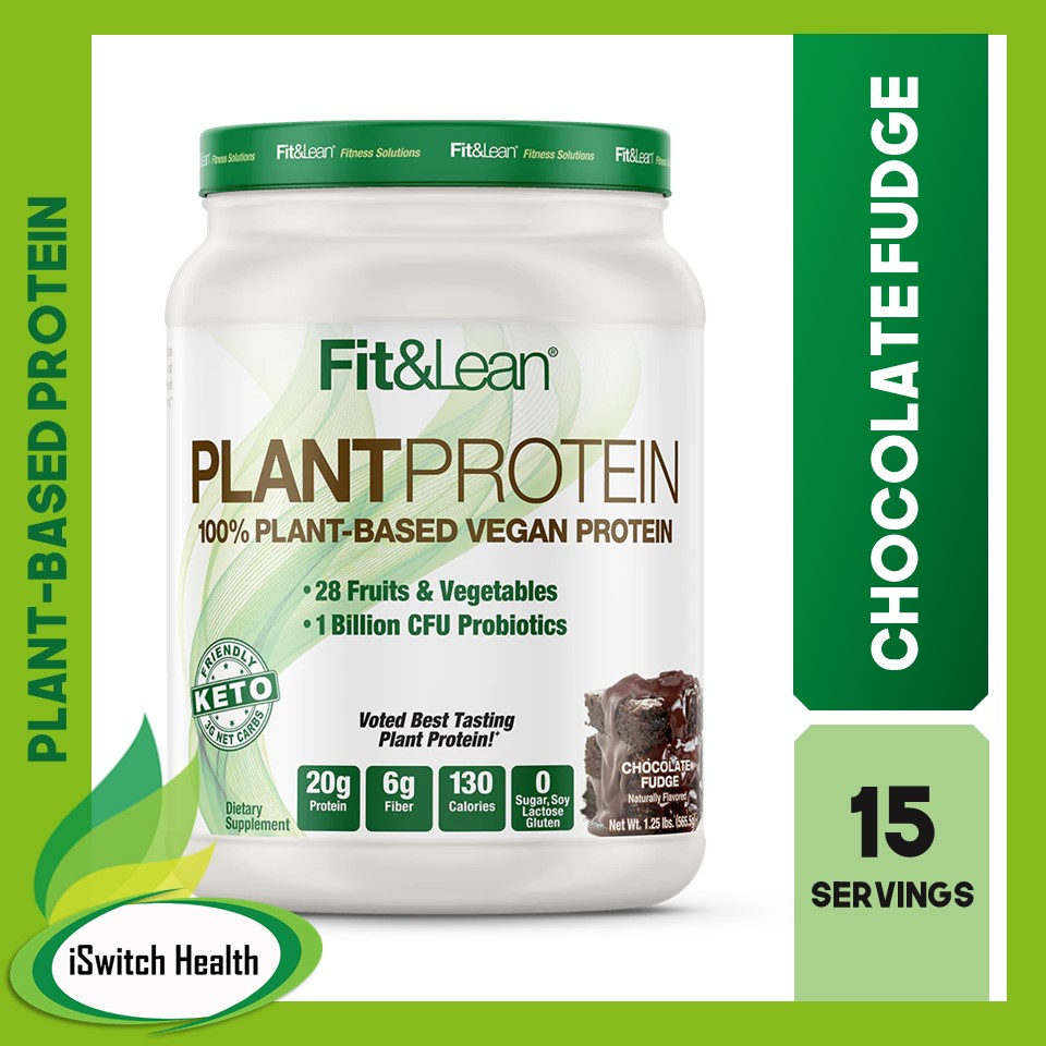 Fit & Lean Plant Protein Vegan Protein - 1.25lbs Chocolate Fudge ...