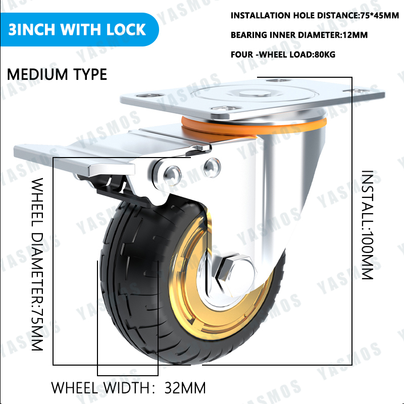 3-8 Inch Heavy Caster Wheel Noise Reduction Wear -Resistant Reduction ...