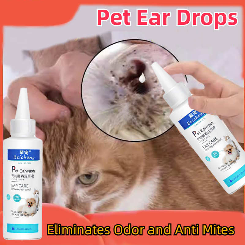 Pet ear drops cat dog mites odor Removal ear drop Infection solution ...