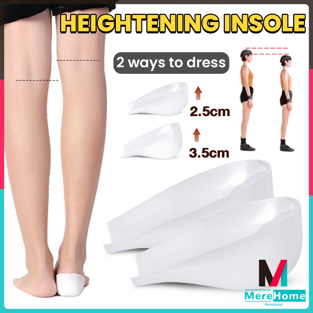 2.5cm 3.5cm Height Increased Shoe Insoles Taller Insert Elasticity Heel ...