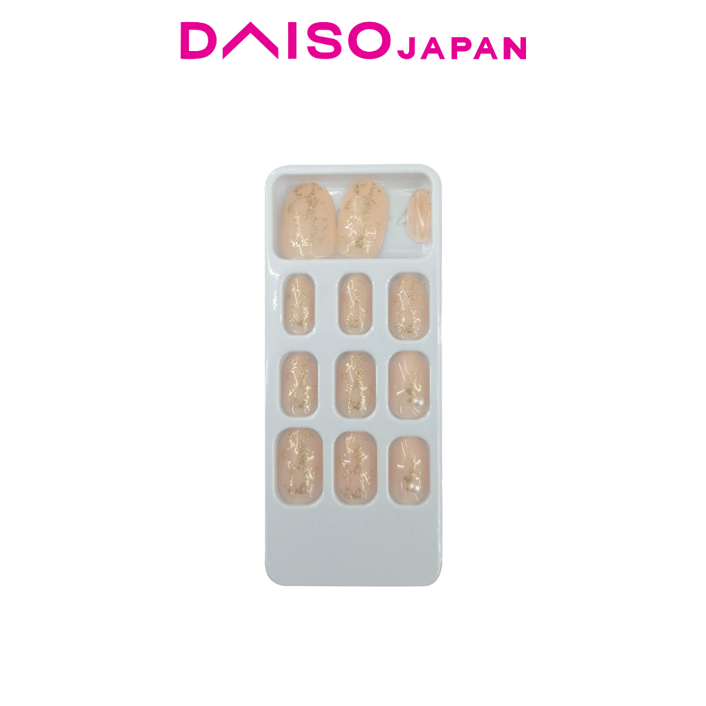 Daiso Nail Tips Fake Nails for Hands (Pearl Pure Beige with Glitters
