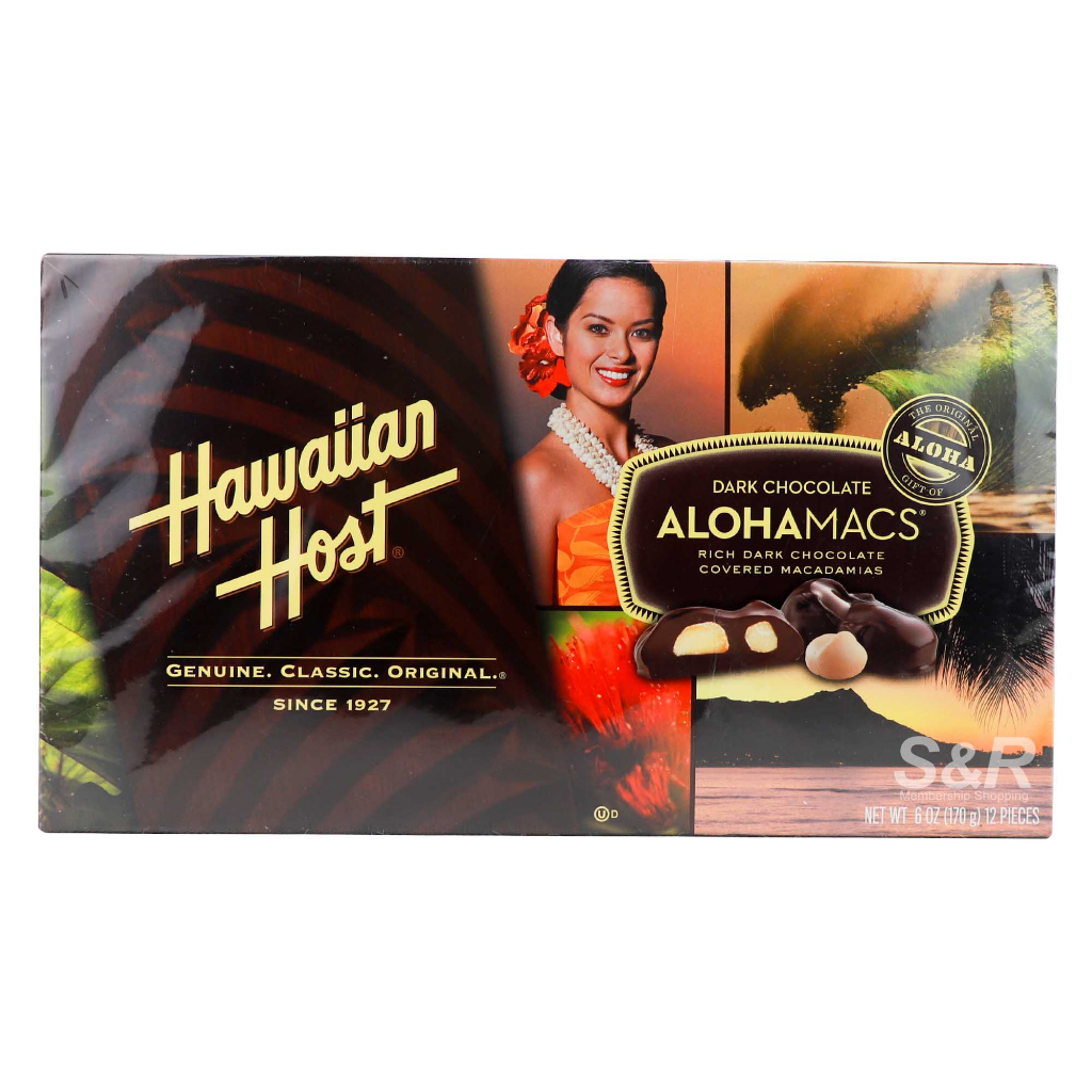 Hawaiian Host AlohaMacs Macadamias Dark Chocolate (14g x 12pcs ...