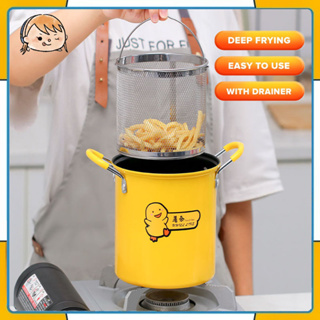 Deep Frying Pot With Strainer Basket Tong Stainless Steel Japanese Tempura Frying  Pot For French Fries Chicken