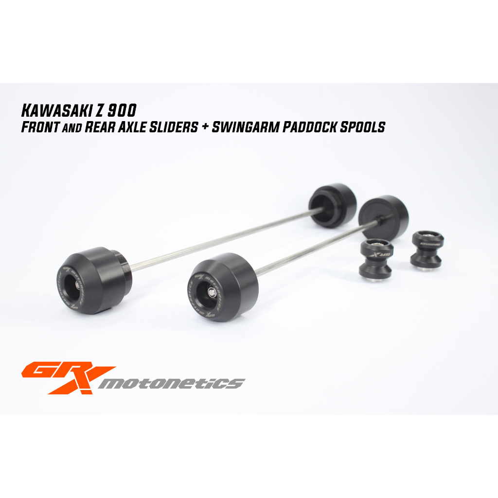 Kawasaki Z 900 Front and Rear Axle Sliders + Swingarm Paddock Spools ...