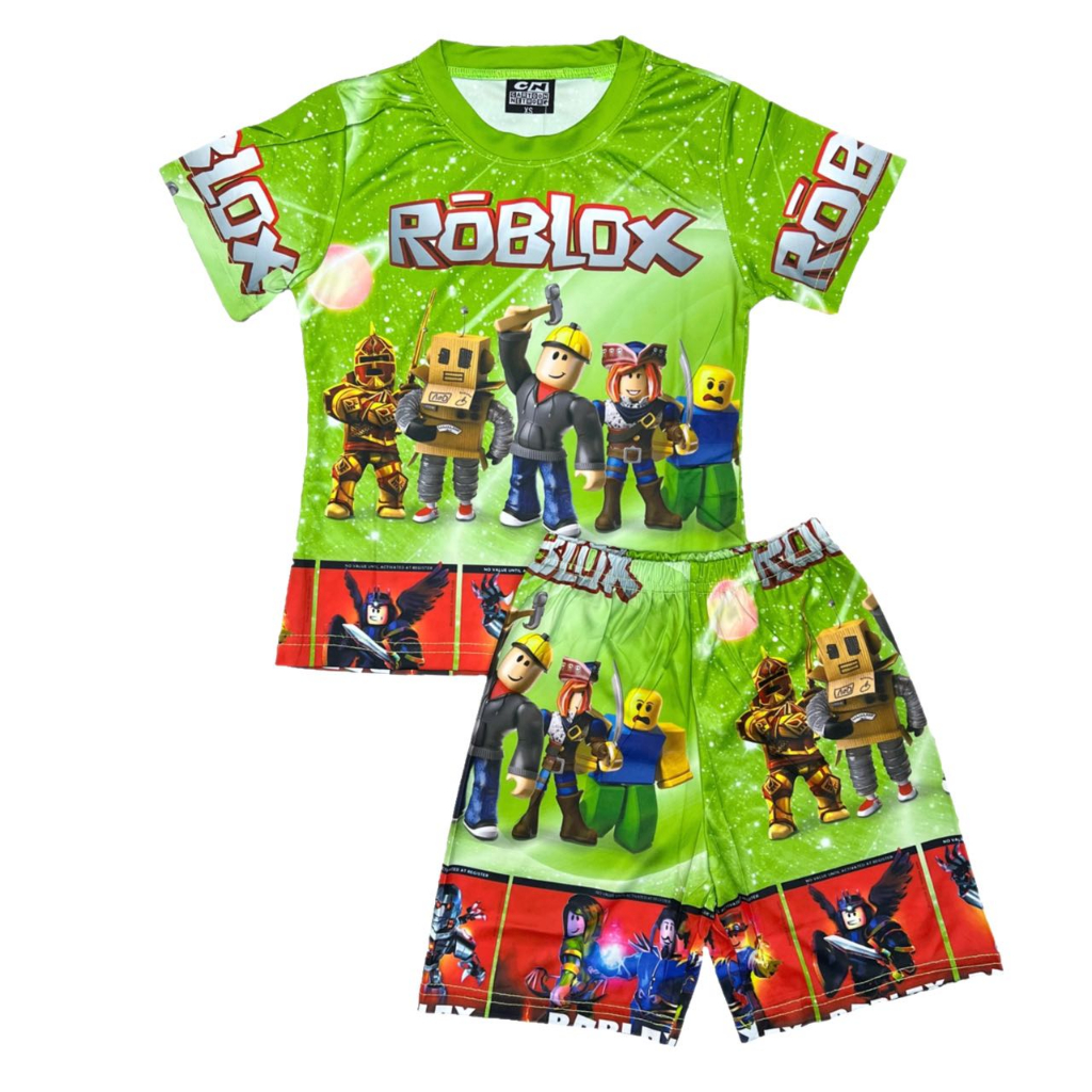 roblox tshirt+shorts set terno for kids boys baby pambahay sleepwear