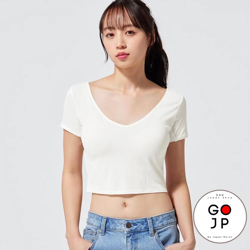 GU Japan 2WAY Cropped T Style Dry Short Sleeve with Sweat Cloth for Women