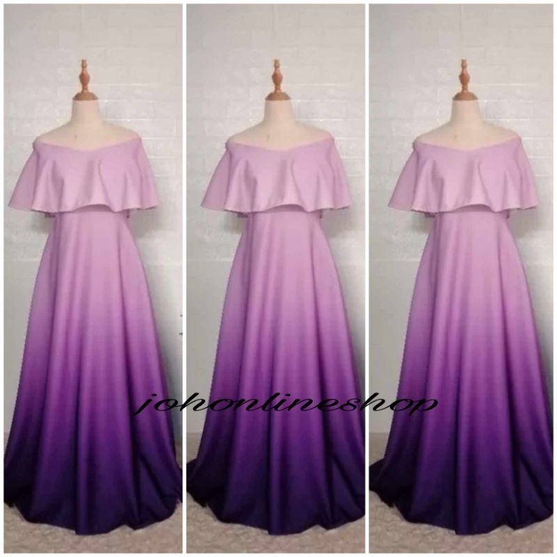 Off Shoulder Neoprene Ombre Gown For Bridesmaids And Casual Shopee Philippines 2506