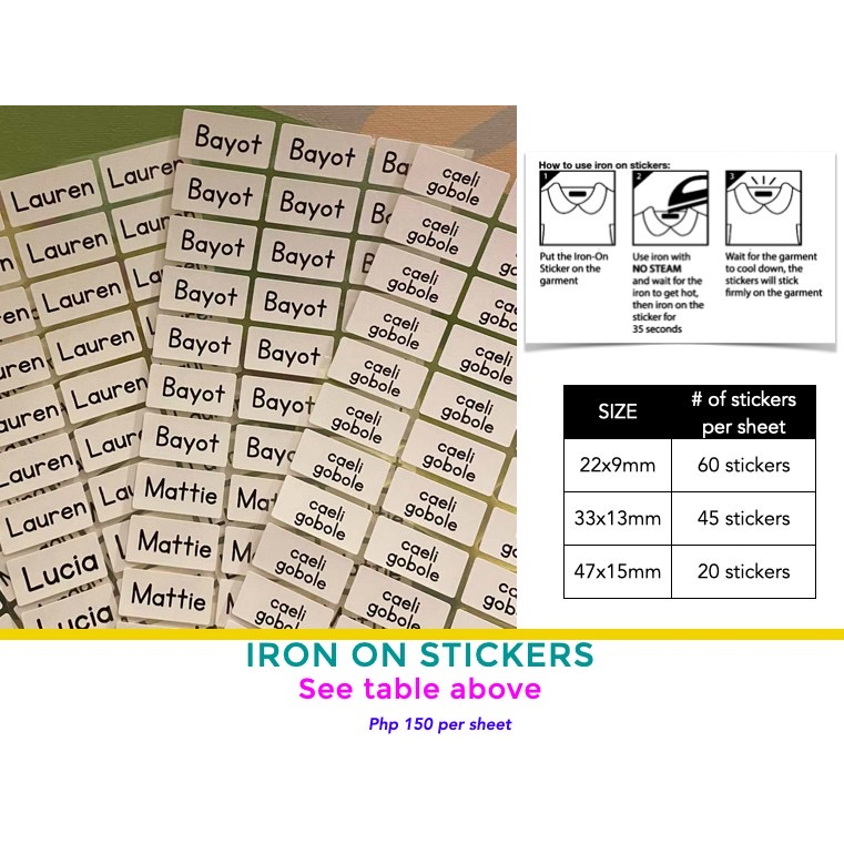 Iron On Stickers Small, Medium, Large Water Proof Wash Proof Washing