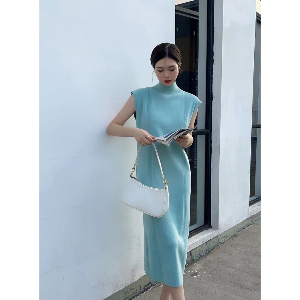 Miss M Turtle Neck Side Line Oversize Knitted Dress 628 | Shopee ...