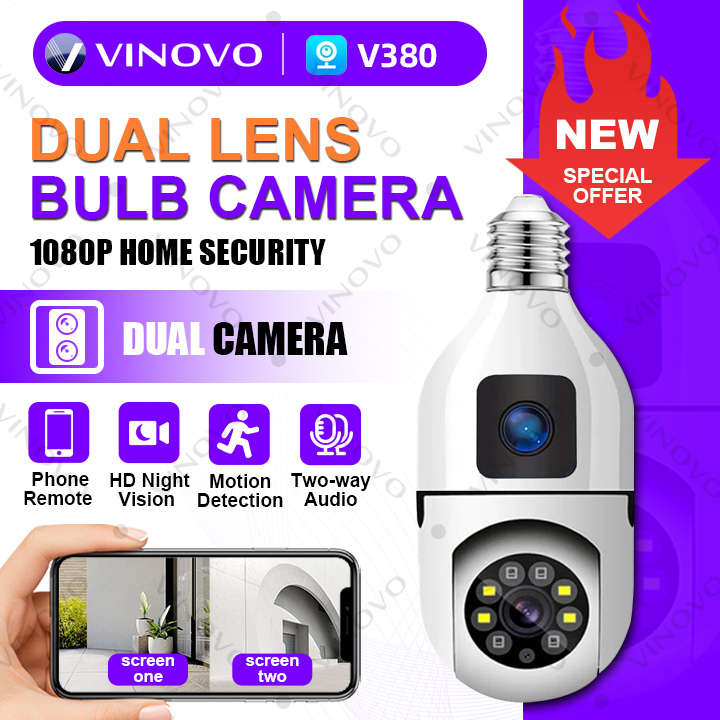 VINOVO V380 PRO Q19 Plus Dual Lens HD 1080P Siren Alarm Smart CCTV