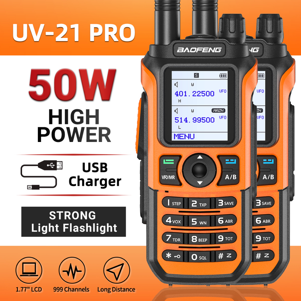 [Free Headset] 2pcs Baofeng UV-21 Pro 10W Long Range Walkie Talkie Type ...