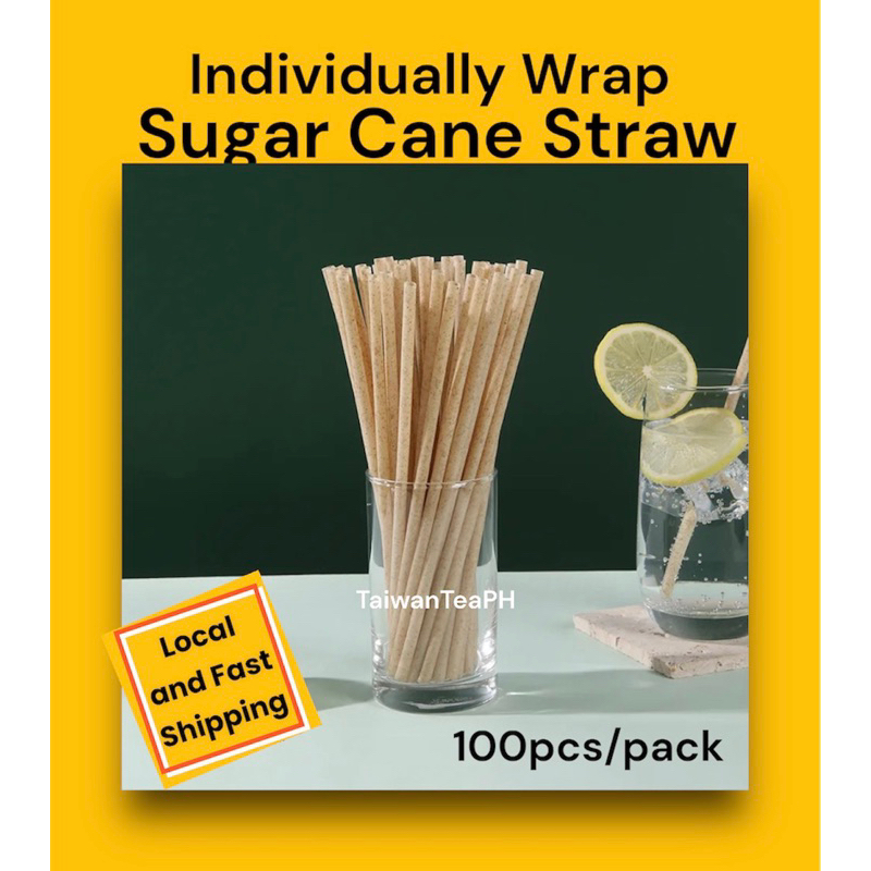SugarCane Straw Individually Wrap 6mm thin straw coffee straw