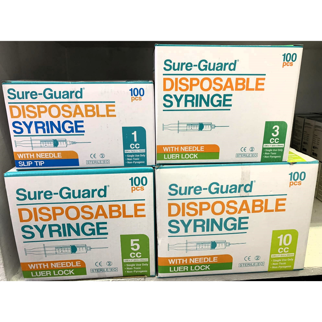 100's Disposable Syringe (Sureguard) 1cc/3cc/5cc/10cc/Insulin 1cc (per