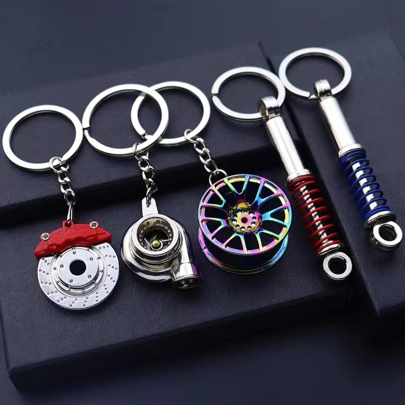 Stainless Steel Car Keychain With Turbo And Gear Design - Brake Pads ...