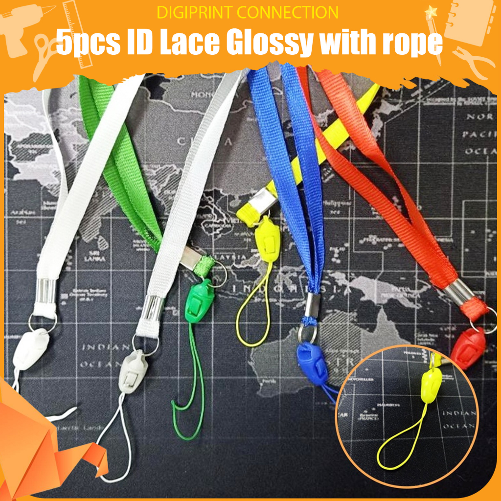 5pcs ID Lace Glossy with rope 1cm - ID Lanyard with rope holder ID Lace  Plain