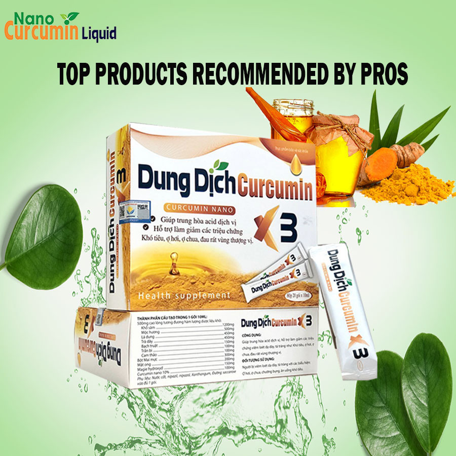 Curcumin Nano X3 Solution Helps Reduce Stomach Ulcers Anti Ulcer Anti GERD Anti Acid