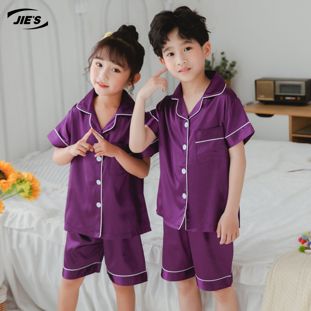 Jie's 3-10years old Fashion Silk Pajamas Sets for Kids Short Sleeve ...