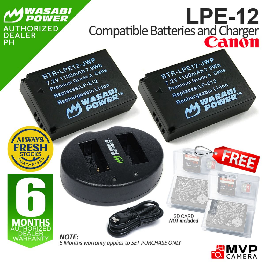 Authorized Ph Wasabi Power Lpe Lp E Battery Charger Set Spare For Canon Eosm Mvp Camera